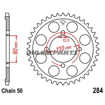 Rear Sprocket 38 Tooth Pitch 530Inner Diameter 80 Bolt Spacing 110