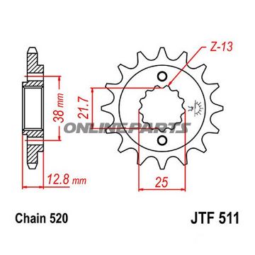 Front Sprocket 14 Tooth Pitch 520Narrow Spline Inner Diameter 21.7/25