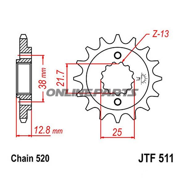 Front Sprocket 14 Tooth Pitch 520Narrow Spline Inner Diameter 21.7/25