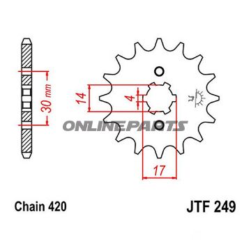 Front Sprocket 13 Tooth 420Large Spline 4Mm 14/17