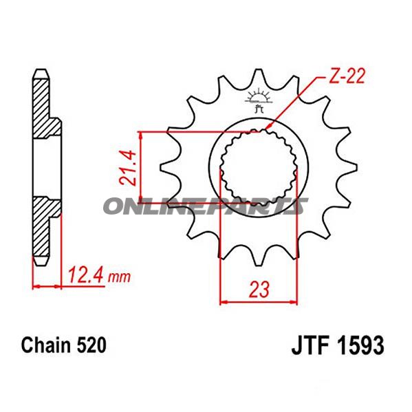 Front Sprocket 14Tooth Pitch 520Narrow Spline 21.4/23