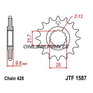 Front Sprocket 19Tooth Pitch 428Narrow Spline 21.6/25