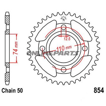 Rear Sprocket 38 Tooth Pitch 530Inner Diameter 74 Bolt Spacing 110