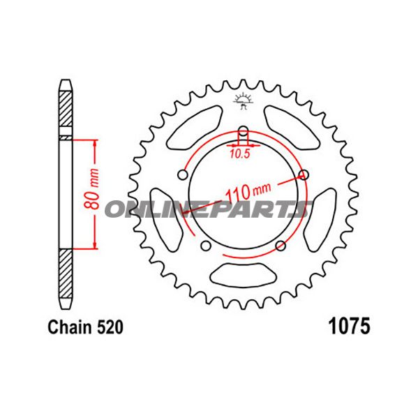 Rear Sprocket 39 Tooth Pitch 520Inner Diameter 80 Bolt Spacing 110