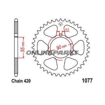 Rear Sprocket 47 Tooth Pitch 420Inner Diameter 55 Bolt Spacing 90