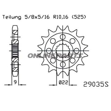Front Sprocket 16 Tooth 525 Racingnarrow Spline 22/25