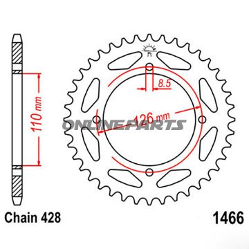 Rear Sprocket 47 Tooth Pitch 428Inner Diameter 110 Bolt Spacing 126