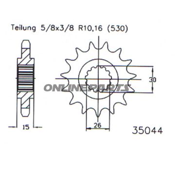 Front Sprocket 17 Tooth Pitch 530Narrow Spline Inner Diameter 26/30