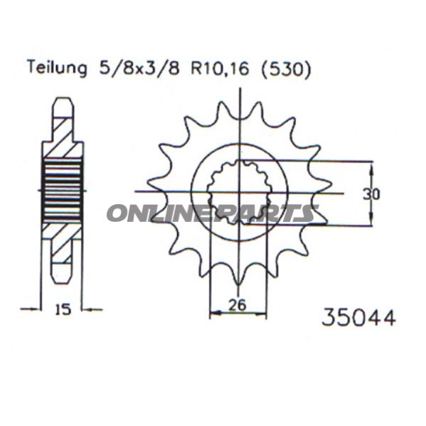 Front Sprocket 17 Tooth Pitch 530Narrow Spline Inner Diameter 26/30