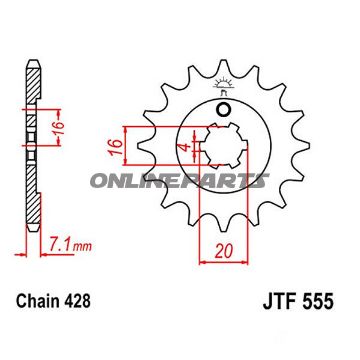 Front Sprocket 13Tooth Pitch 428Large Spline 6 Mm 16/20