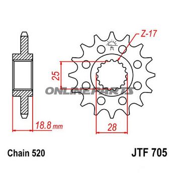 Front Sprocket 15Tooth Pitch 520Narrow Spline 25/28