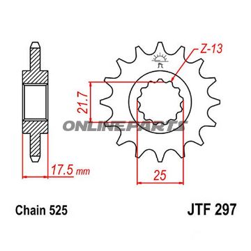 Front Sprocket 14Tooth Pitch 525Narrow Spline 21.6/25