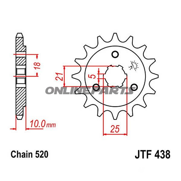 Front Sprocket 14Tooth Pitch 520Large Spline 5 Mm 21/25