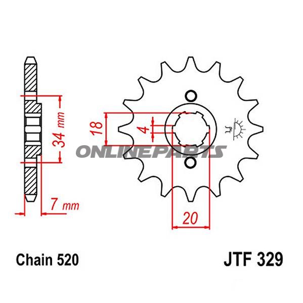 Front Sprocket 14Tooth Pitch 520Large Spline 4 Mm 18/20