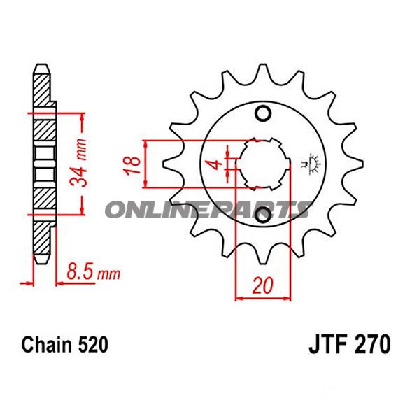 Front Sprocket 13Tooth Pitch 520Large Spline 4 Mm 18/20
