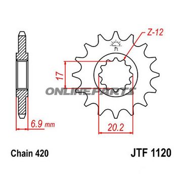 Front Sprocket 13Tooth Pitch 420Narrow Spline 17/20
