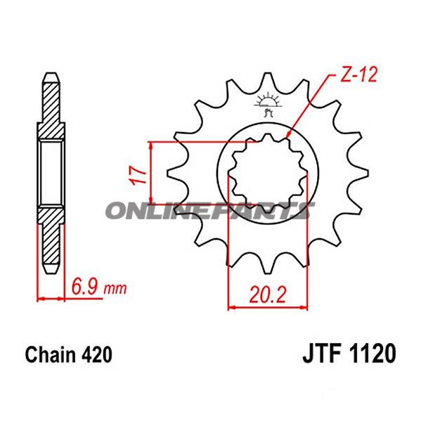 Front Sprocket 13Tooth Pitch 420Narrow Spline 17/20