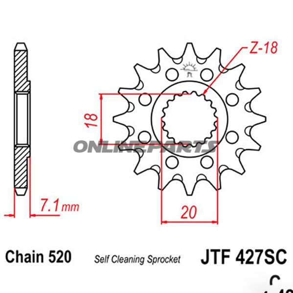 Front Sprocket Racing 13Tooth Pitch 520Narrow Spline 18/20