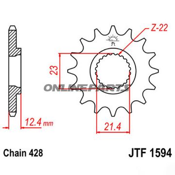 Front Sprocket 15Tooth Pitch 428Narrow Spline 21.4/23