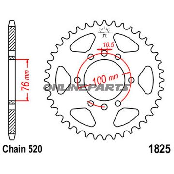 Rear Sprocket 42 Tooth Pitch 520Inner Diameter 76 Bolt Spacing 100