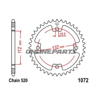 Rear Sprocket 36 Tooth Pitch 520Inner Diameter 112 Bolt Spacing 132