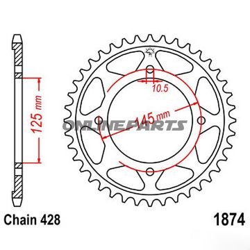 Rear Sprocket 56 Tooth Pitch 428Inner Diameter 125 Bolt Spacing 145