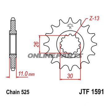 Front Sprocket 15 Tooth Pitch 525Narrow Spline 26/30
