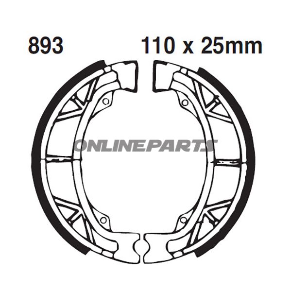 Brake Shoes Rear Excluding Springs Ebc