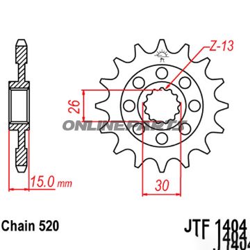 Front Sprocket 15 Tooth Pitch 520Narrow Spline 26/30