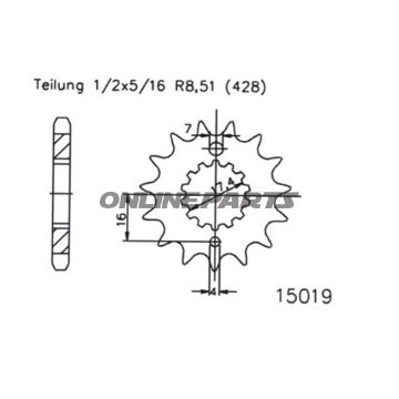 Front Sprocket 17 Tooth Pitch 428Narrow Spline 17.4/20