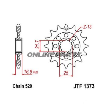 Front Sprocket 16 Tooth Pitch 520Narrow Spline 21.7/25