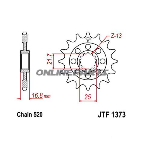Front Sprocket 16 Tooth Pitch 520Narrow Spline 21.7/25