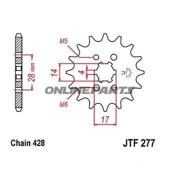 Front Sprocket 13 Tooth Pitch 428Large Spline 4Mm 14/17