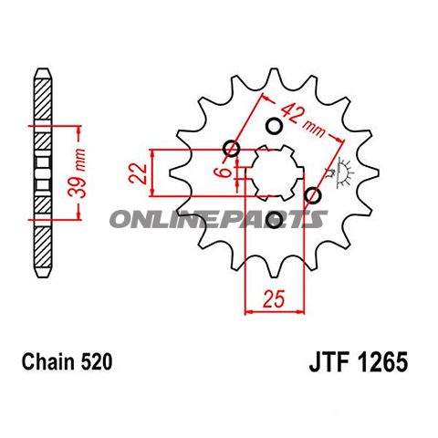 Front Sprocket 15 Tooth 520Large Spline 6Mm 22/25