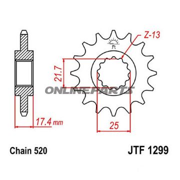 Front Sprocket 14T 520 Pitchnarrow Spline 15 Inner Dia 21.7/25
