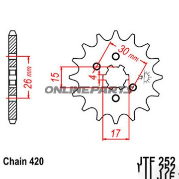 Front Sprocket 14 Tooth Pitch 420Large Spline 6 Inner Diameter 15/17