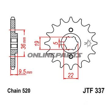 Front Sprocket 14 Tooth Pitch 520Large Spline 6 Inner Diameter 19/22