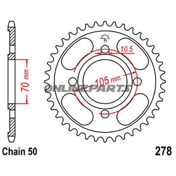 Rear Sprocket 34 Tooth 530 Silverinner Diameter 70 Bolt Spacing 105