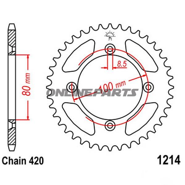 Rear Sprocket 49 Tooth 420 Blackinner Diameter 80 Bolt Spacing 100