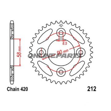 Rear Sprocket 37 Tooth 420 Silverinner Diameter 58 Bolt Spacing 90