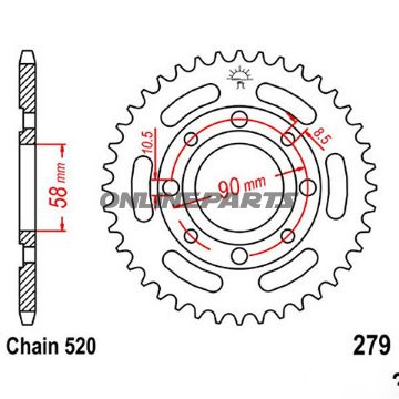 Rear Sprocket 30 Tooth 520 Blackinner Diameter 58 Bolt Spacing 90