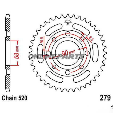 Rear Sprocket 30 Tooth 520 Blackinner Diameter 58 Bolt Spacing 90