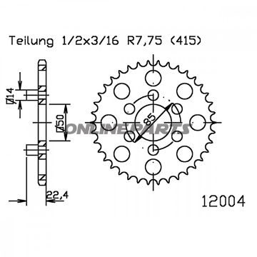 Rear Sprocket 46 Tooth 415 Blackinner Diameter 50 Bolt Spacing 85
