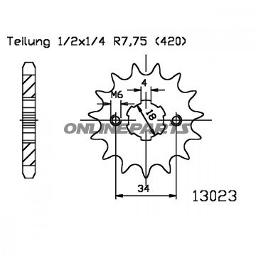 Front Sprocket 19 Tooth Pitch 420Large Spline 6 Inner Diameter 18/20