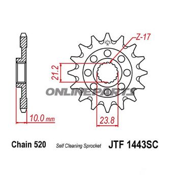 Front Sprocket 14 Tooth 520Narrow Spline 21.2/23.8