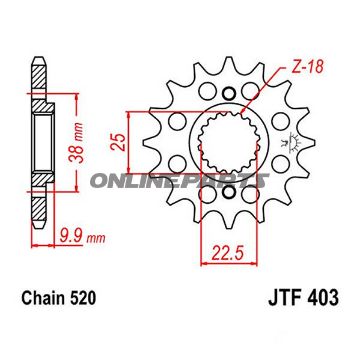 Front Sprocket 15 Tooth 520Narrow Spline 22.5/25