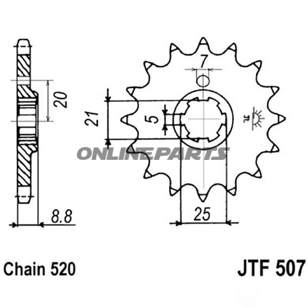 Front Sprocket 13 Tooth 520Large Spline 5Mm 21/25