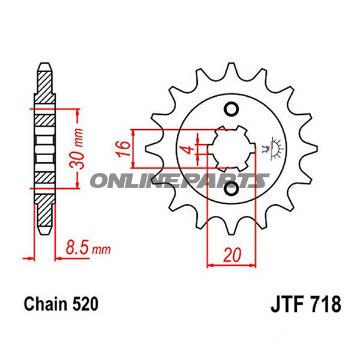 Front Sprocket 12 Tooth Pitch 520Large Spline 4 Inner Diameter 16/20
