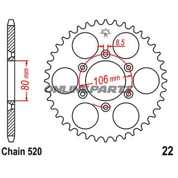 Rear Sprocket 49 Tooth 520 Blackinner Diameter 80 Bolt Spacing 106
