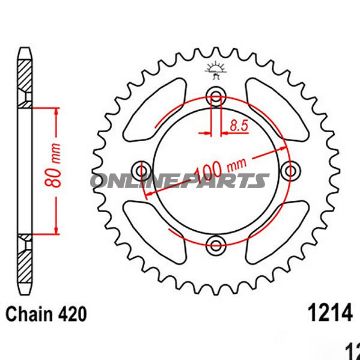 Rear Sprocket 36 Tooth 420 Blackinner Diameter 80 Bolt Spacing 100